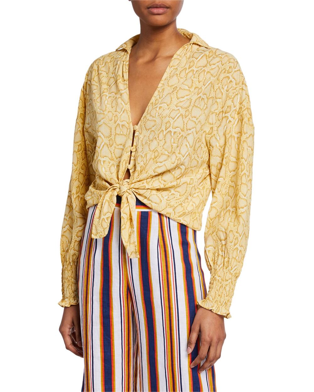 Faithfull the Brand Aira Knot Shirt Petra Snake Size Small 4 New